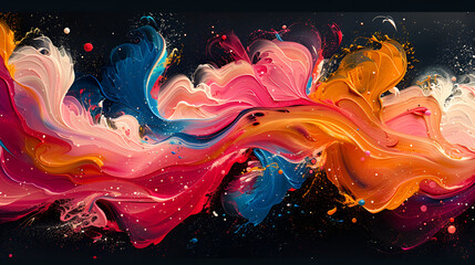 A painting of a man kissing a woman in colorful colors,
Beautiful abstract background A painting created with liquid paints Splashes of bright colors Natural luxury Fluid
