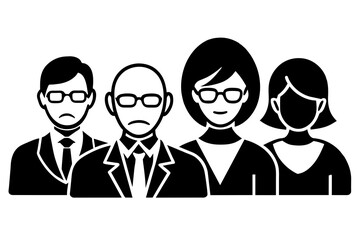 Black and white vector icons representing different age groups of people, providing a clear and concise visual representation of age diversity