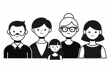 Black and white vector icons representing different age groups of people, providing a clear and concise visual representation of age diversity