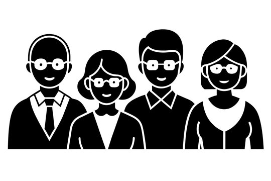 Black and white vector icons representing different age groups of people, providing a clear and concise visual representation of age diversity