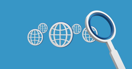 Image of globe icons over blue background