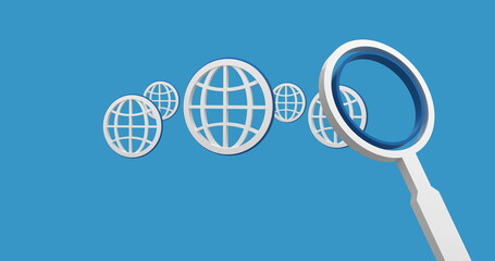 Image of globe icons over blue background