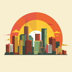 Denver flat vector skyline illustration