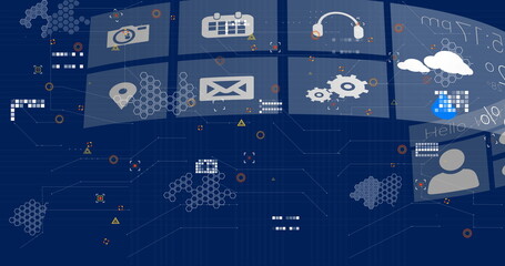 Image of financial data processing and digital icons