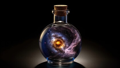 Capturing the galaxy in a bottle, a mesmerizing cosmic concept ✨🌌🪶]