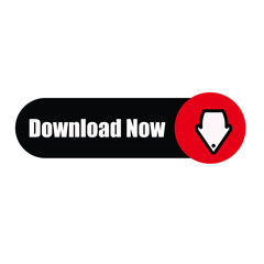 Black and Red Download Vector Web Button with Down Arrow: Modern UI UX Interface Design for Digital Applications