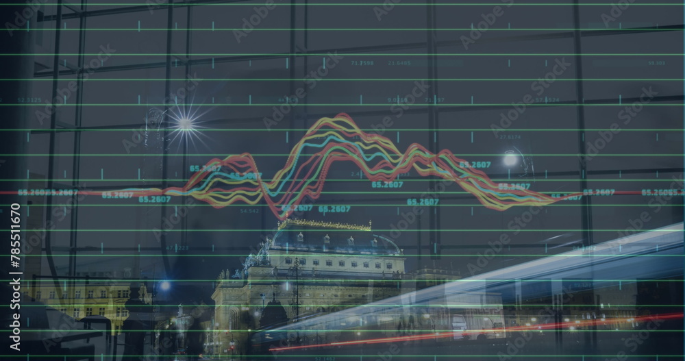 Poster image of data processing over cityscape
