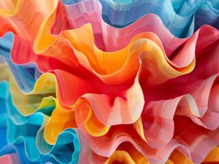 Close-up of a 3D paper craft texture, featuring colorful and layered designs, ideal for vibrant and cute ad content