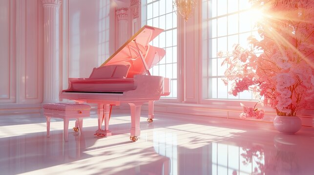 Soft pastel musical composition in daylight