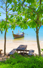 Longtail boat at Ao Nang beach, Krabi Province, Thailand.