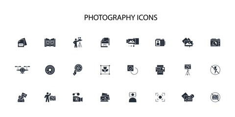 Photography icon set.vector.Editable stroke.linear style sign for use web design,logo.Symbol illustration.