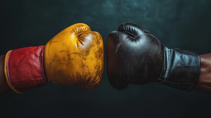 Clashing Boxing Gloves Depicting Combat Sports Competition