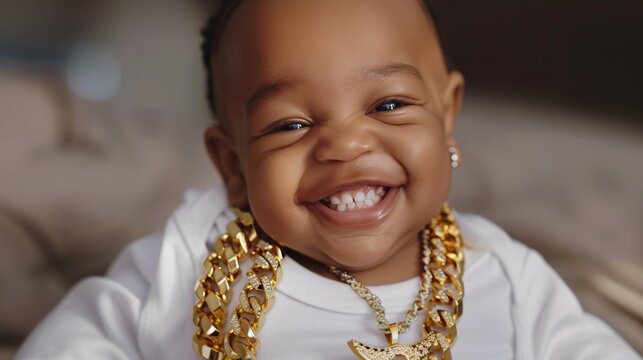 A smiling baby rapper with big gold chains 03