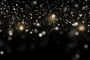 White abstract glowing bokeh lights on a black background with space for text or product display. 