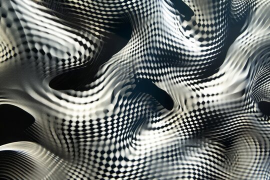 Monochrome optical illusion with a hypnotic wave pattern, ideal for conceptual designs and visual art.

