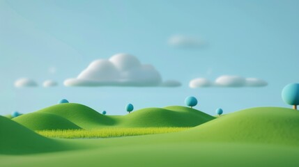 3D landscape C4D cartoon cute style background material