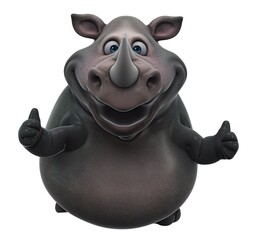 Fun 3D cartoon rhinoceros with thumbs up - 785516429