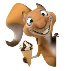 Fun 3D cartoon squirrel with an ice cream - 785516430