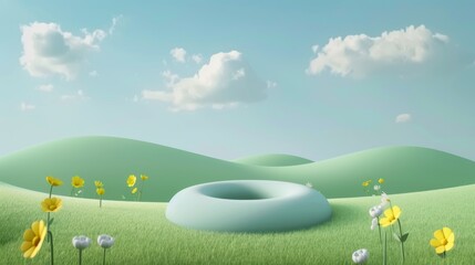 3D landscape C4D cartoon cute style background material