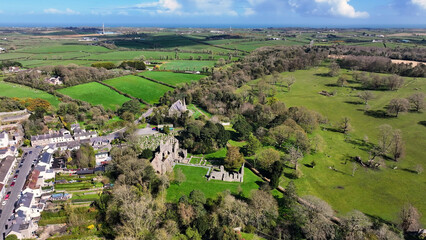 Aerial view of Greyabbey County Down Ards Peninsula Northern Ireland