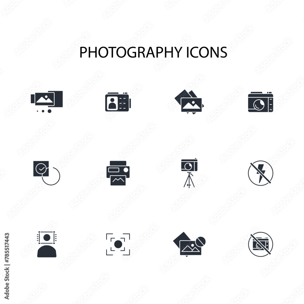 Poster photography icon set.vector.editable stroke.linear style sign for use web design,logo.symbol illustr