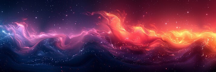 In the cosmic expanse, a colorful nebula glows against the backdrop of the starry universe, evoking the wonders of astronomy and celestial beauty. - obrazy, fototapety, plakaty