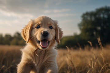 Portrait of an adorable golden retriever puppy