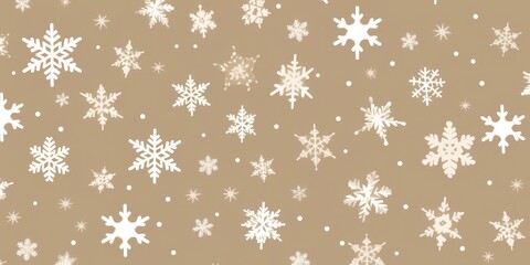 White snowflakes on a beige background, a flat vector illustration in the simple minimalist style of a cute cartoon design with simple shapes