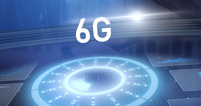 Image od 6g and processing circle on digital screen