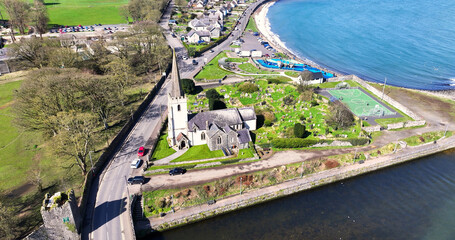 Aerial view of Saint Patrick's Church and Friary Glenarm County Antrim Northern Ireland
