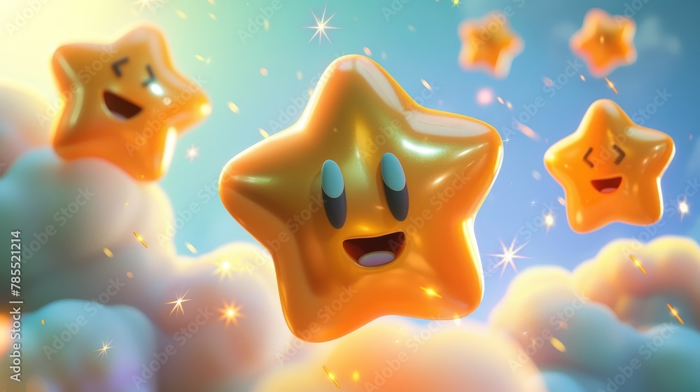 Poster gold glossy star animation, turn around sequence frame. video effect for mobile game ui. a sparkly o