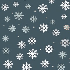 White snowflakes on a gray background, a flat vector illustration in the simple minimalist style of a cute cartoon design with simple shapes