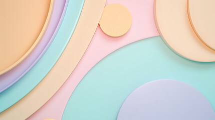 Gently-curving shapes in pastels with text space - 785522642