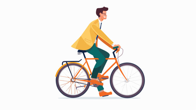 Business man cyclist enjoying riding bicycle. Bicycli