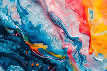 Abstract Artistic Texture of Swirling Paint in Vivid Colors