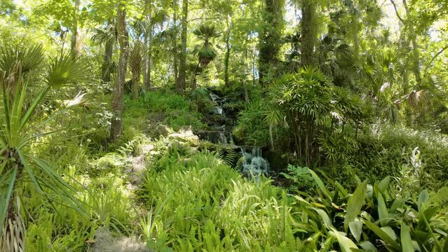 Waterfall in Rainbow Springs Park, Florida, USA. April 13, 2024. Located South of Ocala, Fl