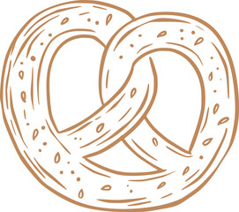 Pretzel vintage line art sketch © trihubova