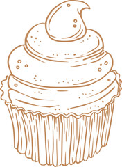  Cupcake sweet bakery dessert vintage line art sketch - 785523826