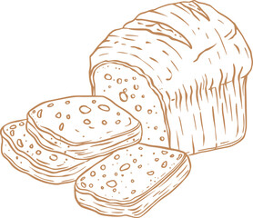 Bread Sliced baking bakery dessert vintage line art sketch - 785523843