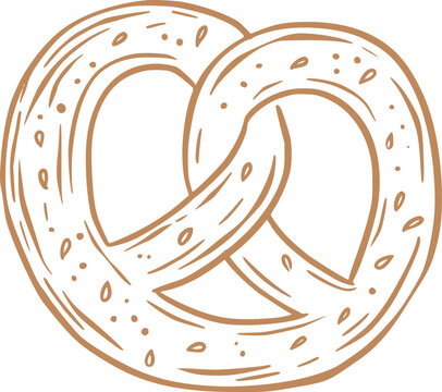 recommend clip art: Pretzel vintage line art sketch