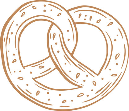 recommend clip art: Pretzel baking bakery dessert vintage line art sketch