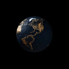 Naklejka na ściany i meble 3d rendering of the planet Earth on a black background with clipping path