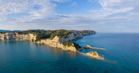 Aerial view of Cape Drastis, the northwesternmost point of Corfu island