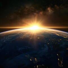 Sunrise over the planet Earth. Elements of this image furnished by NASA