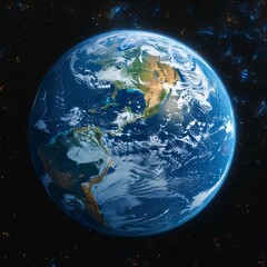 Earth planet in space with visible country borders. 3D illustration.