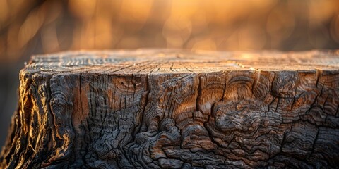 Close up of tree stump with blurry background