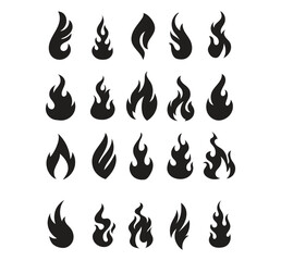 Vector set of flame, fire clipart
