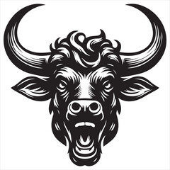 Bull head silhouette vector illustration templates solid white background.