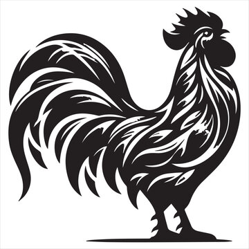 recommend clip art: Rooster silhouette vector illustration templates solid white background