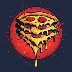 pizza slices hidden in red rectangles logo vector. Made with generative ai
